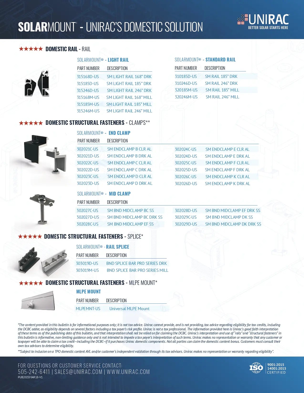 UNI-310185D-US rail mounting bracket