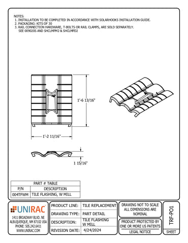 UNI-004TFWM flashing for roof tiles