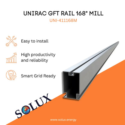 This is an image of GFT Unirac Rail 168" -  Mill