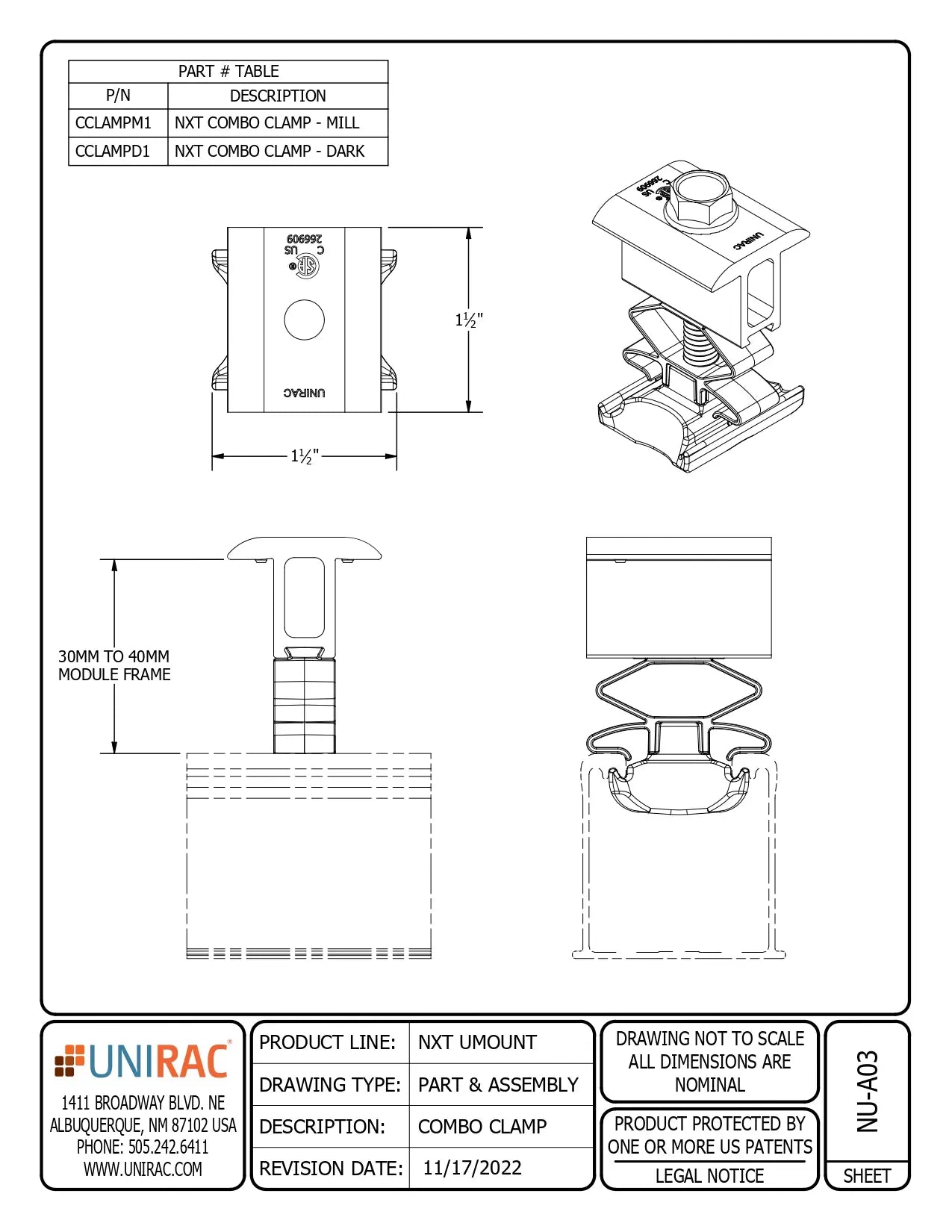 UNI-CCLAMPM1 mount clamps