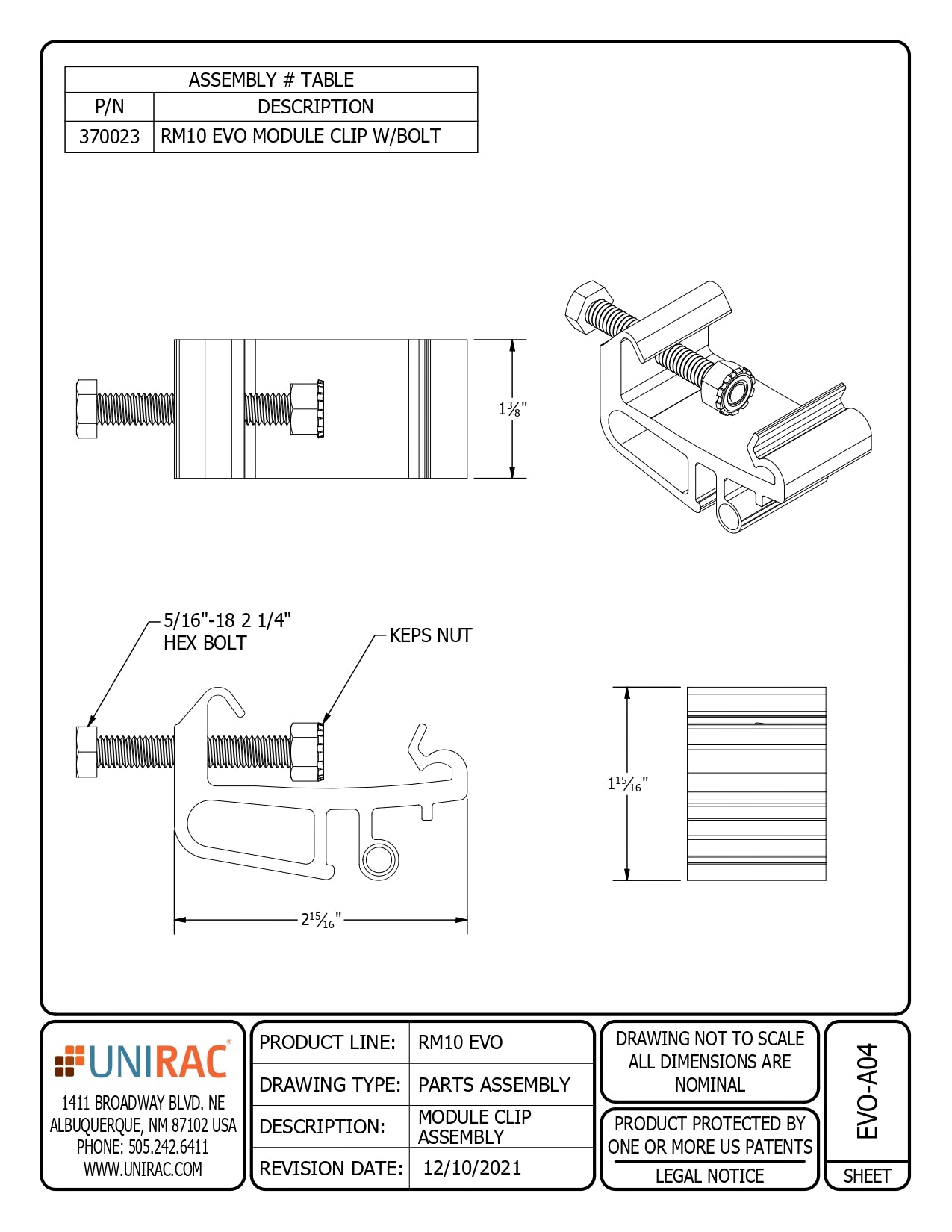 UNI-370023 pv module clamps