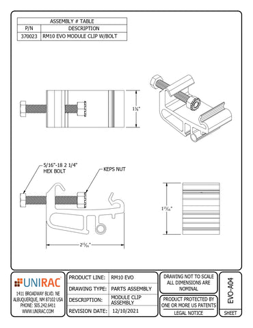 UNI-370023 pv module clamps