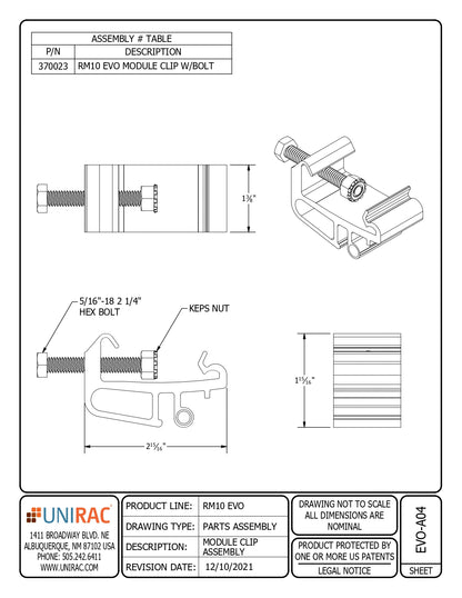 UNI-370023 pv module clamps