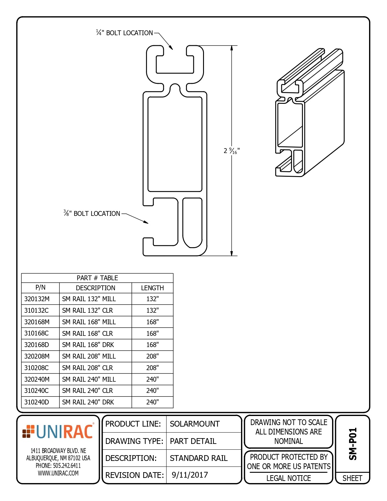 UNI-320185M rail solar