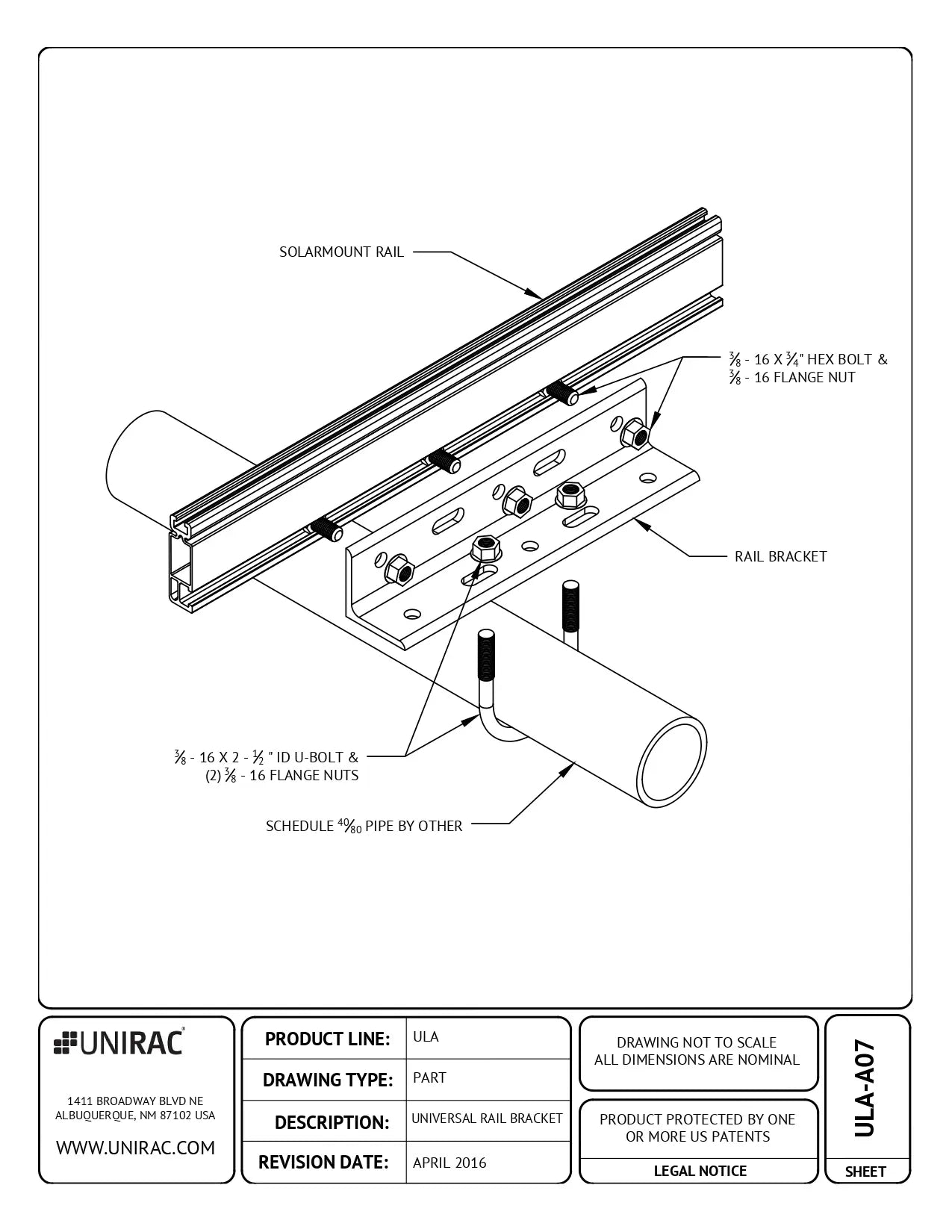 UNI-403216M rail support bracket