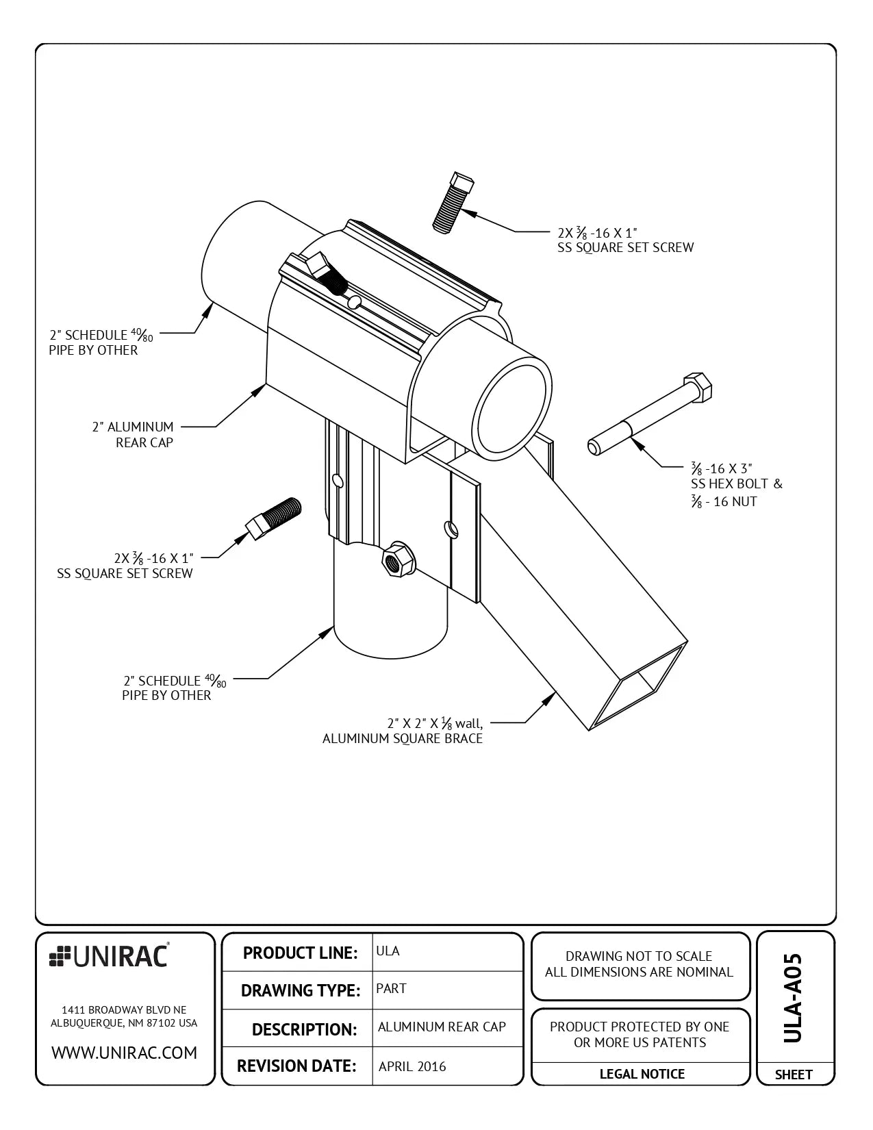 UNI-403214C aluminum railing end caps