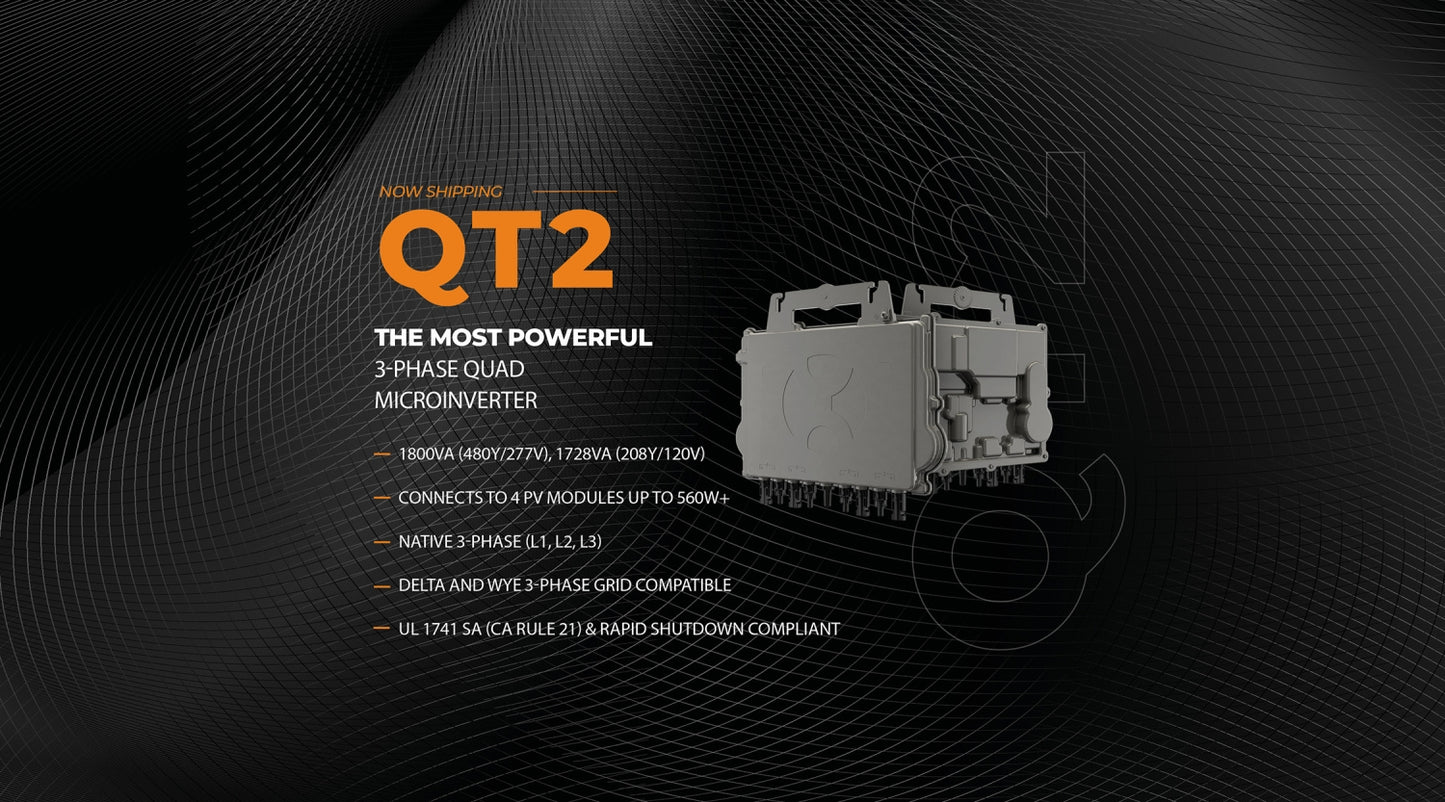 APSmart QT2-480V-5-WIRE 1800Watts Dual Three Phase Microinverter (Supports 315-670Watts per panel)