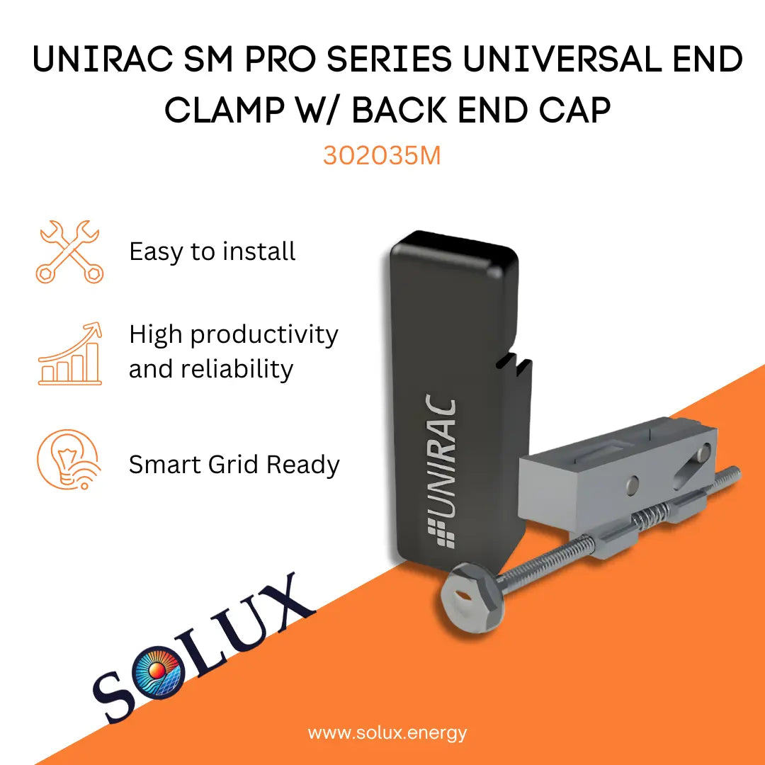 This is an image of Unirac End Clamp SM Pro Series w/ Back End Cap