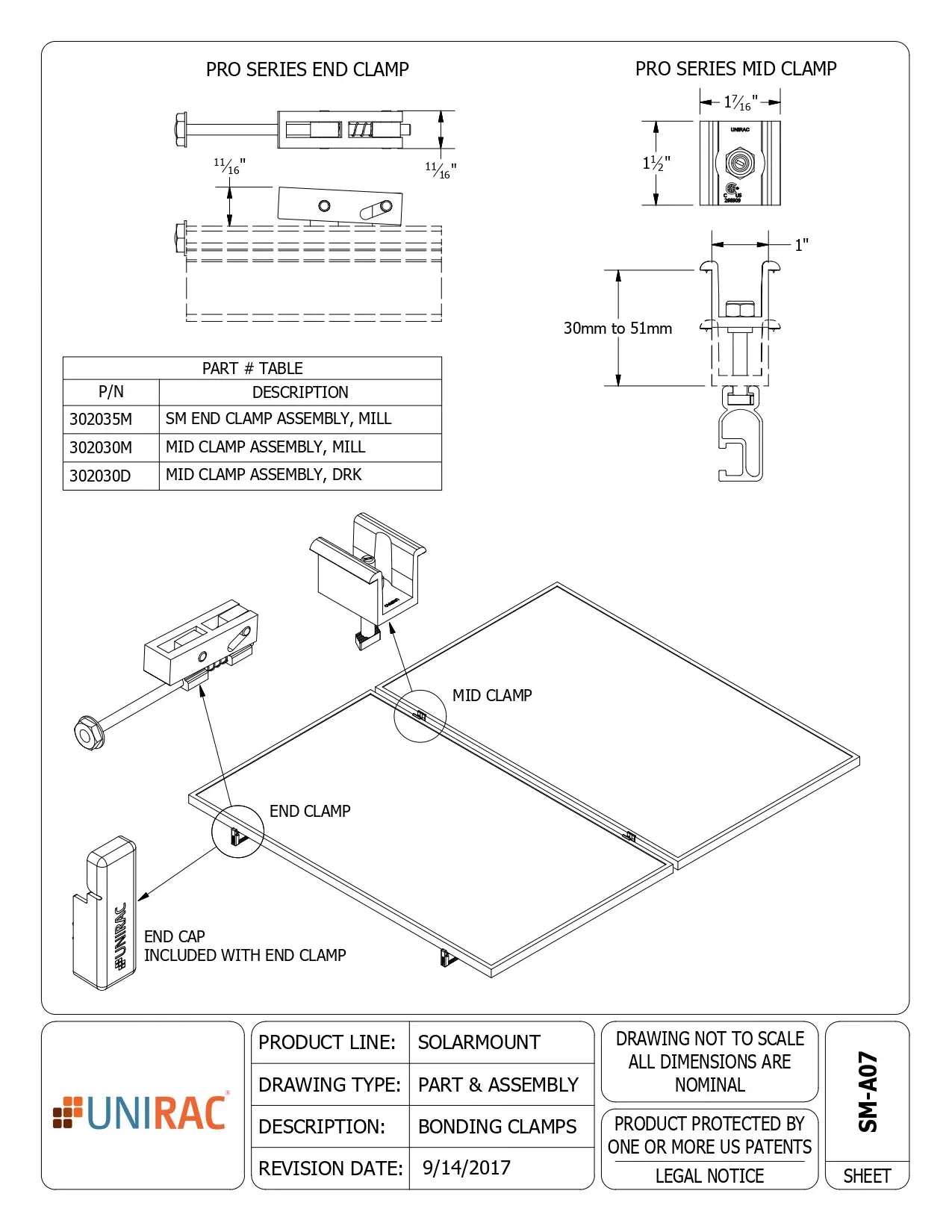 302035M unirac end clamps