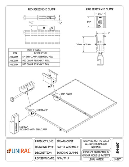 302035M unirac end clamps