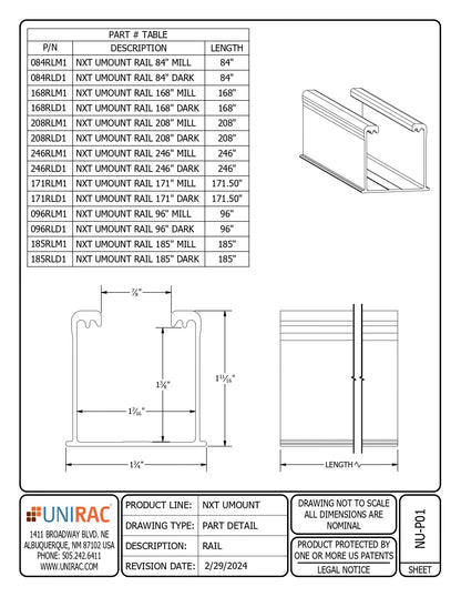 168RLD1 nxt umount rail