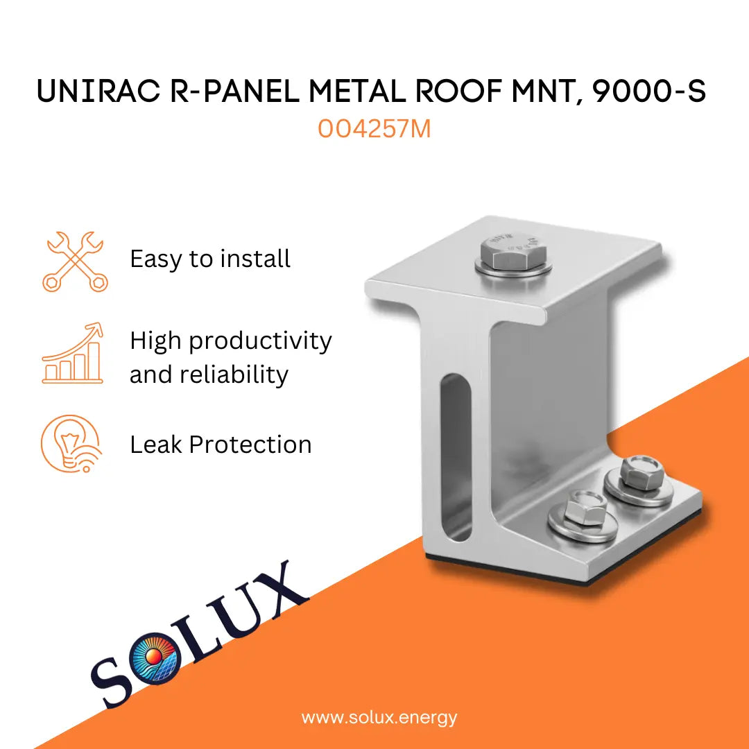 Unirac R-PANEL METAL ROOF MNT, 9000-S (Sold Individually, Pkg Qty 50)