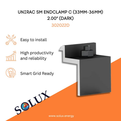 Unirac SM Endclamp C (33mm-36mm) 2.00" (Dark)
