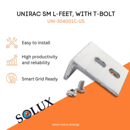 This is an image of L Feet Solar Mount Unirac - Clear w/ T-bolt