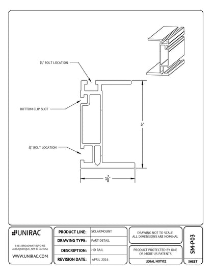 UNI-315185M rail mounts for solar panels