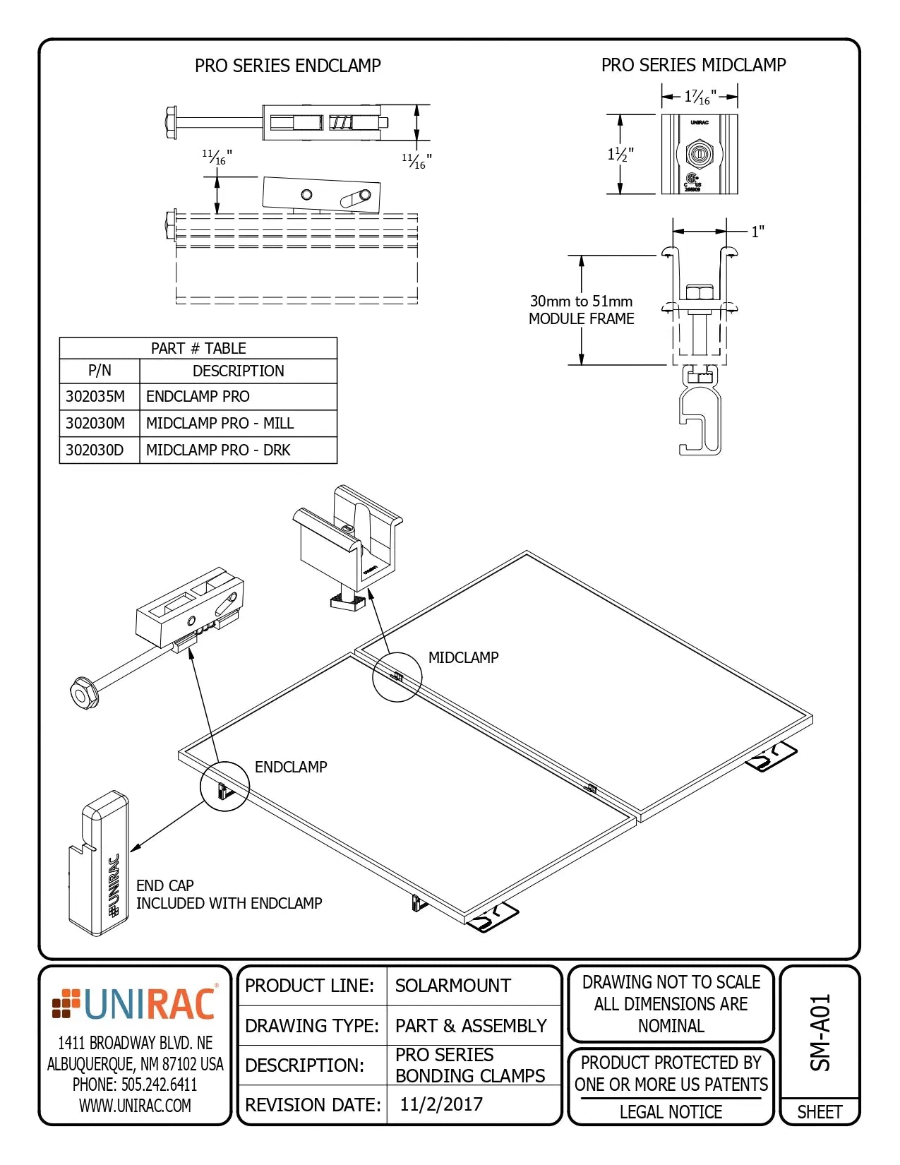 302030D mid clamp unirac