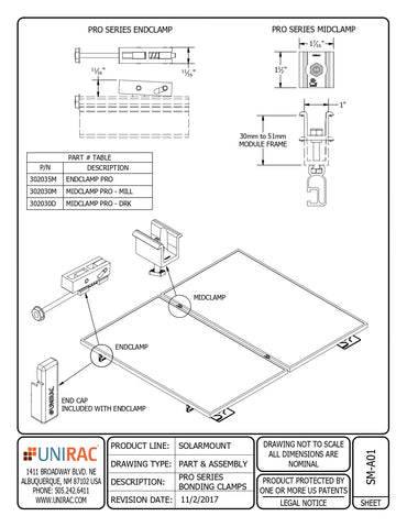 302030D mid clamp unirac