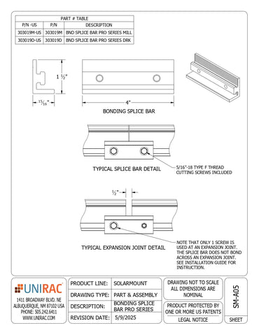 303019M unirac rail splice
