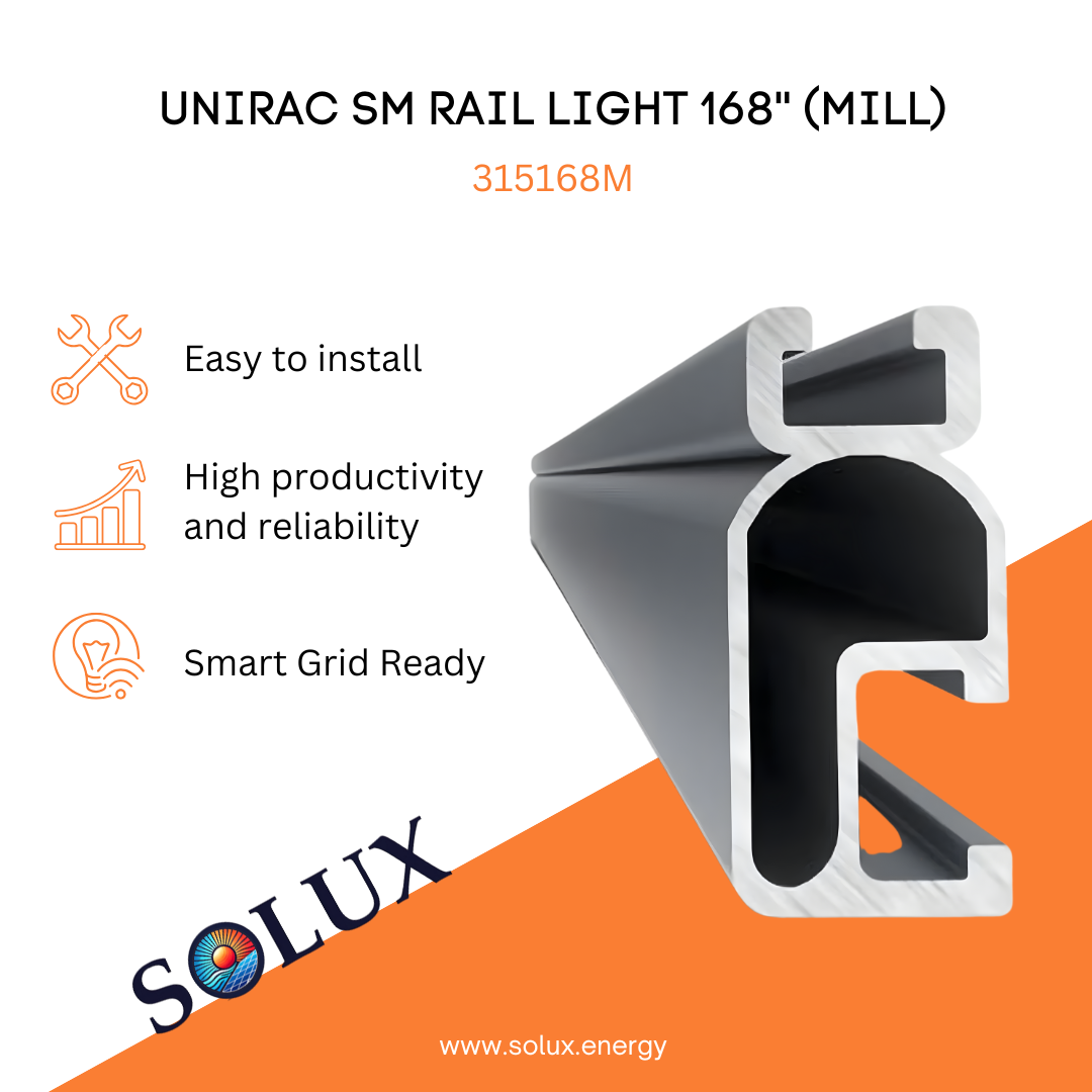 This is an image of Solar Rails Mounting Unirac SM Rail Light 168" (Mill)