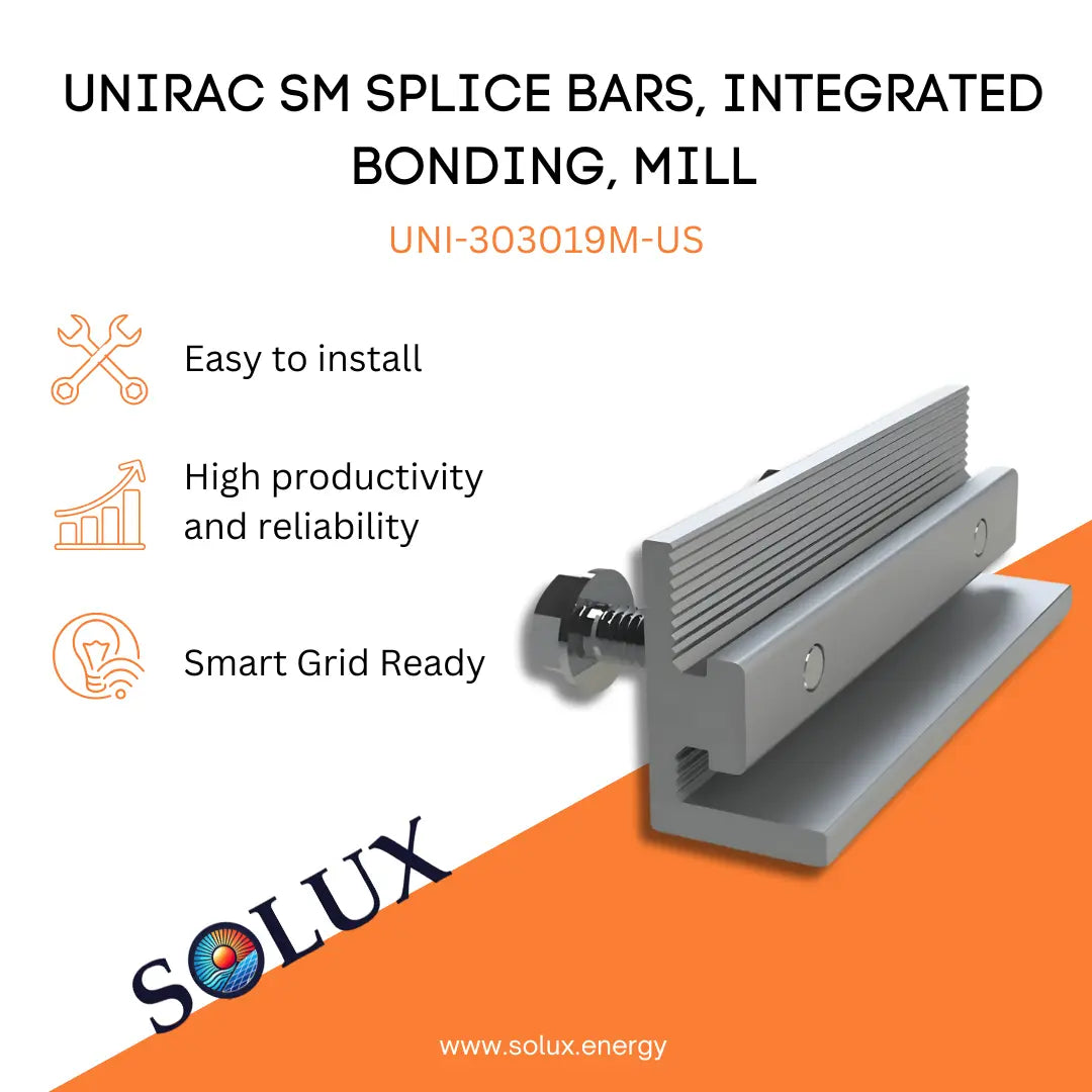 This is an image of Unirac Splice Bar Solar Mount, Integrated Bonding, Mill