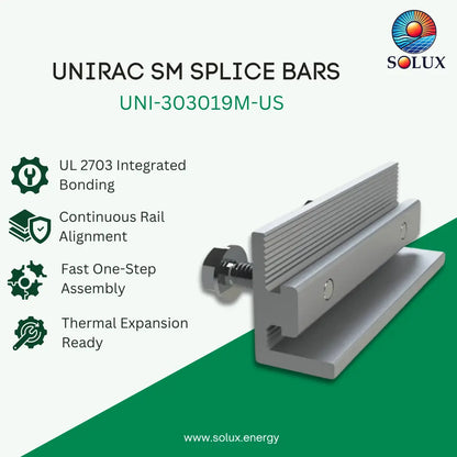 Unirac SM Splice Bars, Integrated Bonding, Mill