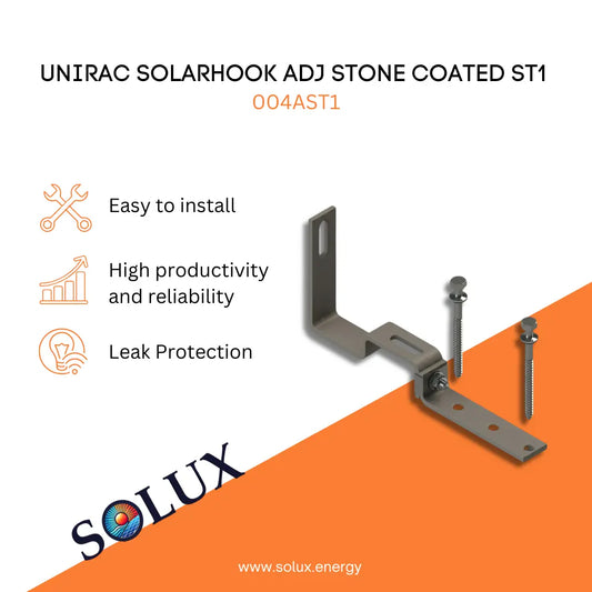 Unirac SOLARHOOK ADJ STONE COATED ST1 (Sold Individually, Pkg Qty 30)