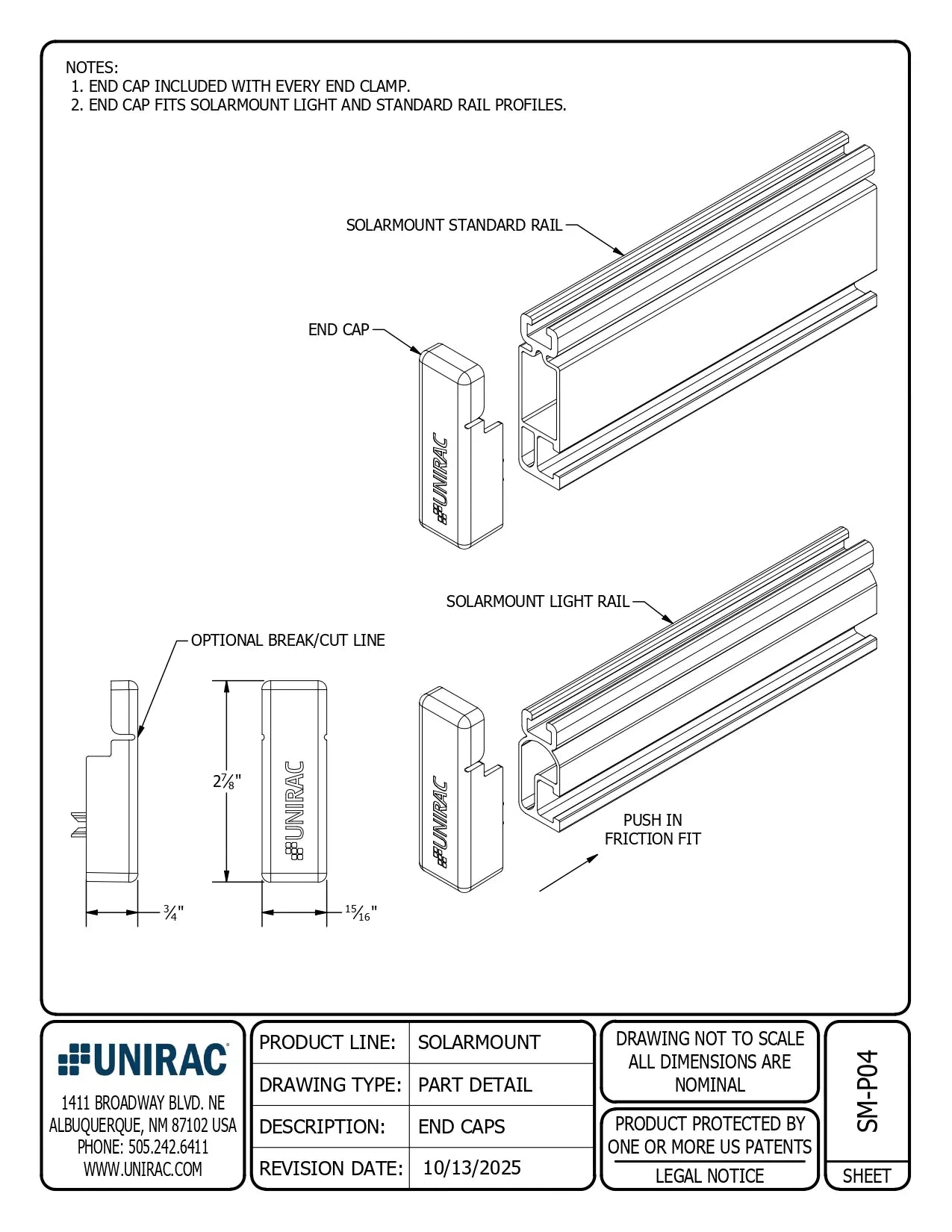 309003P unirac end cap