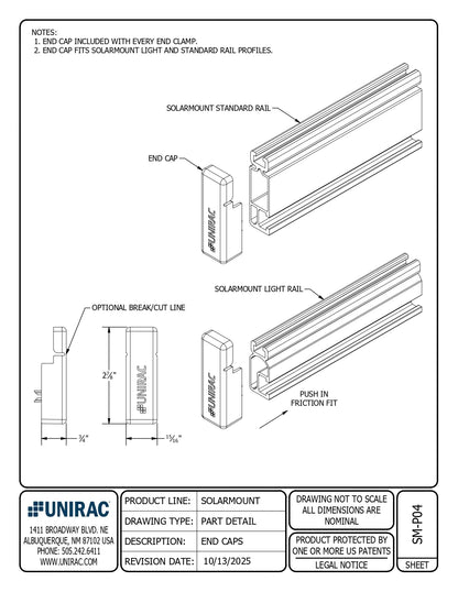 309003P unirac end cap