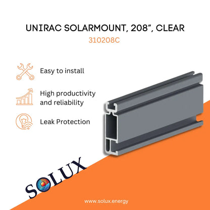 Unirac SOLARMOUNT Standard Rail, 208“, Clear – Solux, LLC