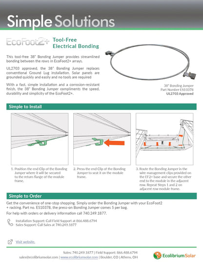 Technical engineering drawing of Unirac EcoFoot Universal Clamp Kit (ES10466) parts assembly.