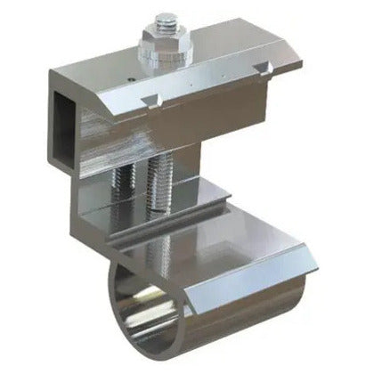 Product image of ES10466: silver metal preassembled universal solar mounting clamp on a white background.