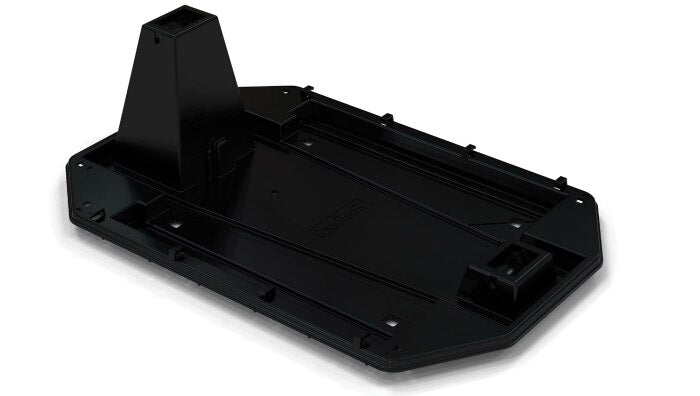 Product Image of ES20142: Black Unirac EcoFoot2+ solar mounting base with EPDM strips on a white background.