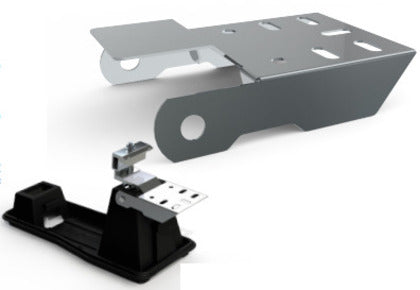 Product Image of ES10970: silver metallic Unirac EcoFoot MLPE mounting bracket on a white background.