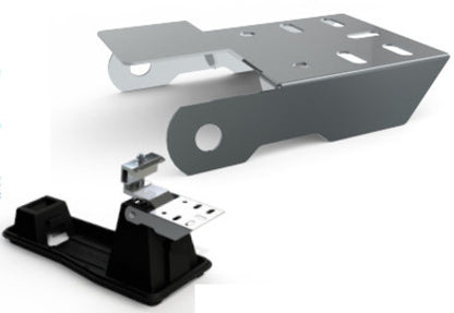 Product Image of ES10970: silver metallic Unirac EcoFoot MLPE mounting bracket on a white background.