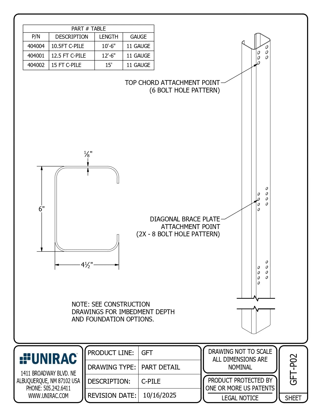 This is a product Image of Unirac GFT C-Pile