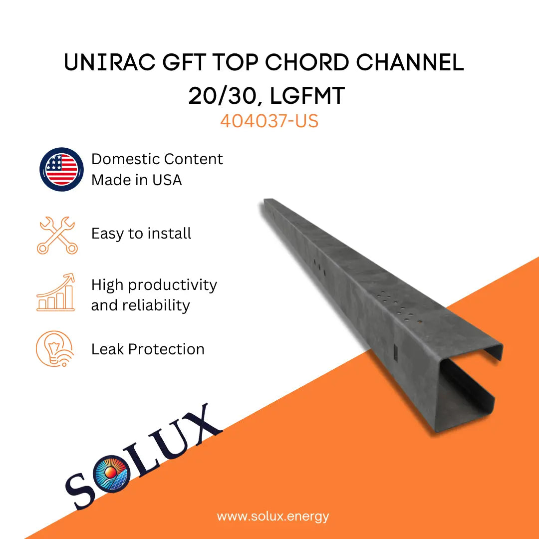 This is an image of Unirac GFT Top Chord Channel 20/30 LGFMT - 404037-US Domestic Solution