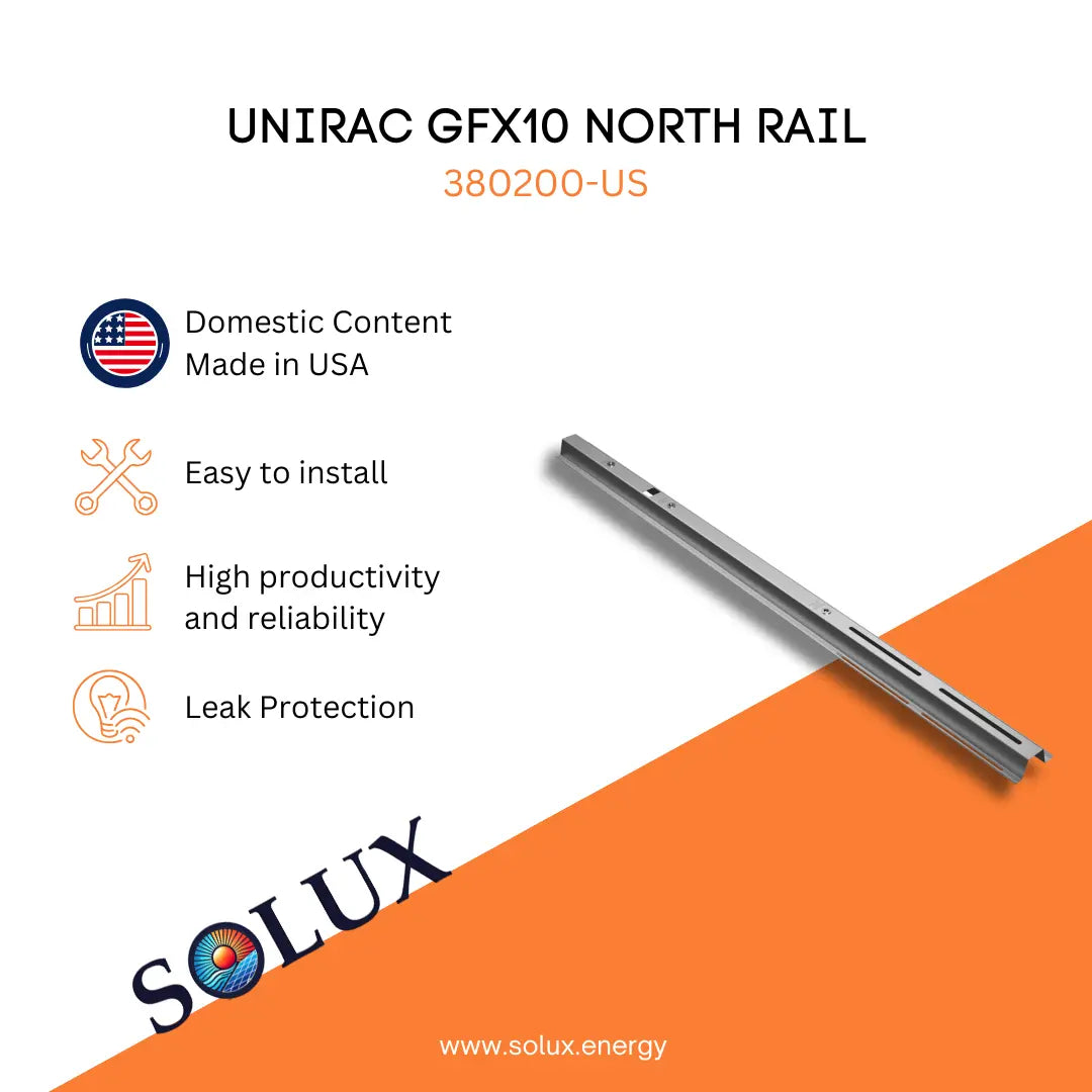This is an image of Unirac North Solar Rail - GFX10, Domestic Solution