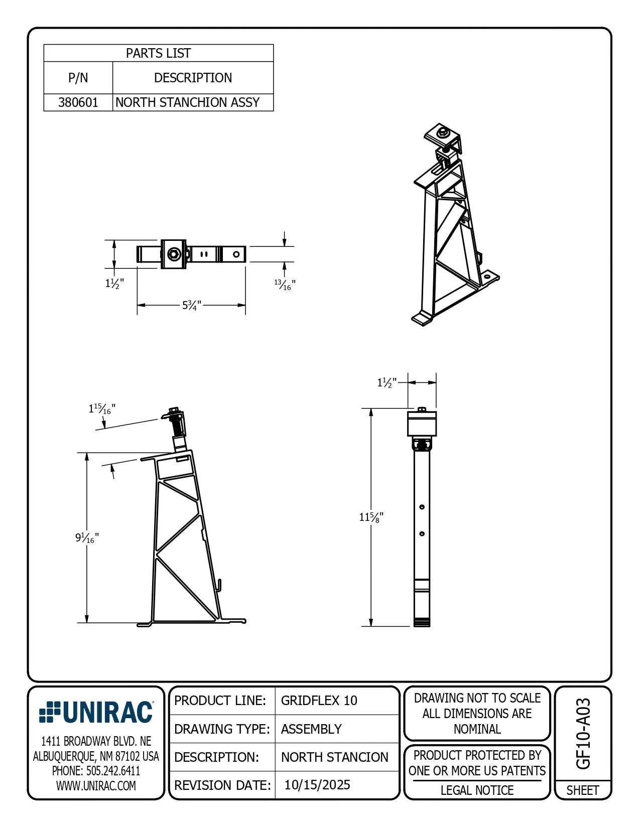 380601 roof rack support