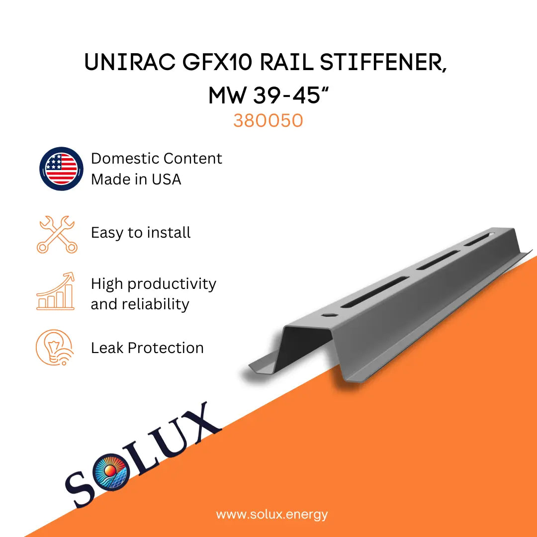 This is an image of Unirac GFX10 Rail Stiffener MW 39-45 380050