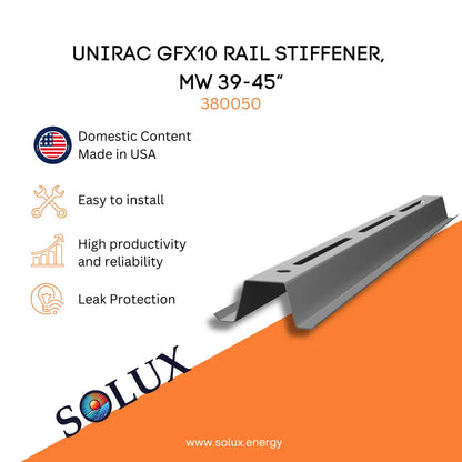 This is an image of Unirac GFX10 Rail Stiffener MW 39-45 380050