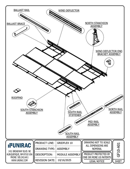380405 end bracket for unirac wind deflector technical cut sheet