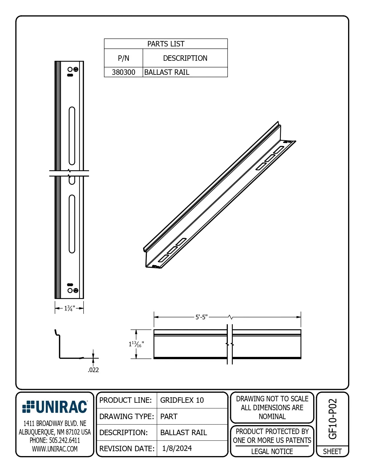 380300 ballast rail