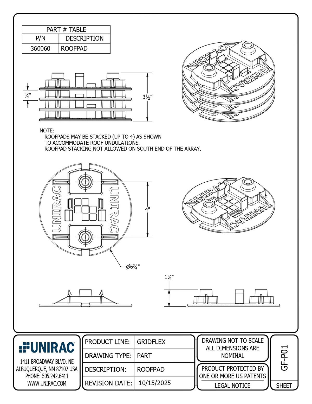 360060 Unirac GridFlex Lander Protective Pad (360060) – Solux, LLC