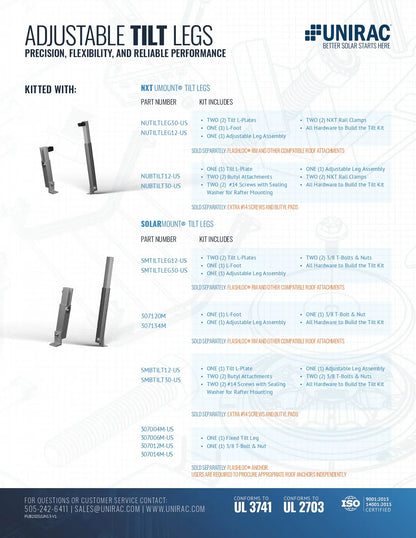 NUTILTLEG30-US solar panel tilt mount kit