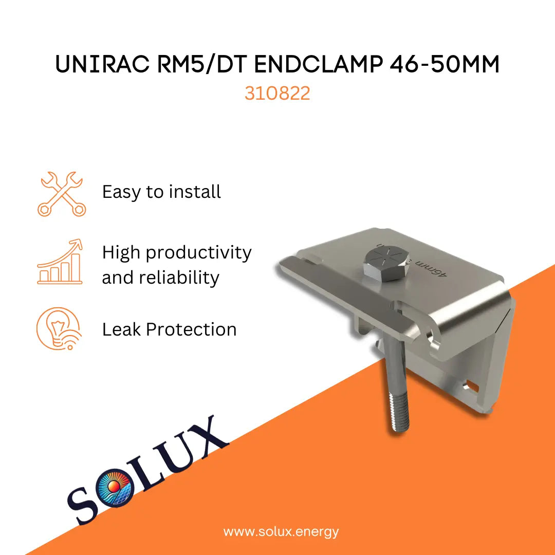 This is an image of Unirac RM5/DT END CLAMP 46-50MM, 310822