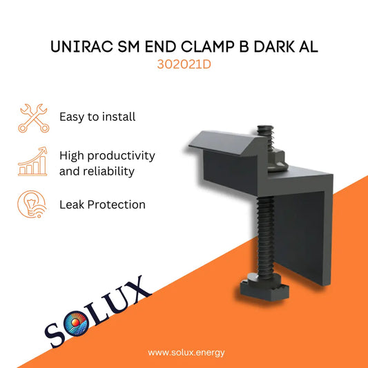 This is an image of Unirac SM End Clamp size B, Dark aluminum finish