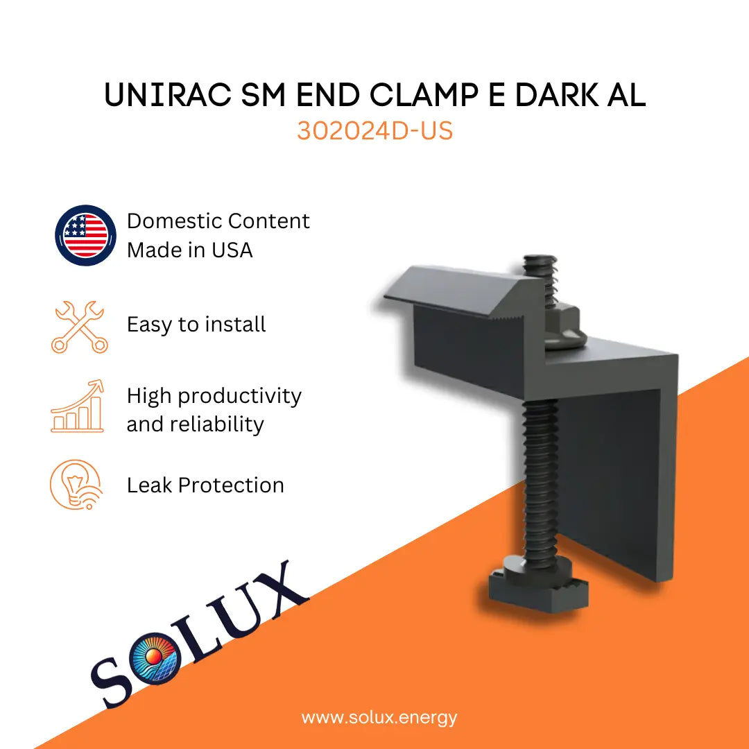 This is an image of Unirac End Clamp E, SolarMount 302024D-US Domestic Solution