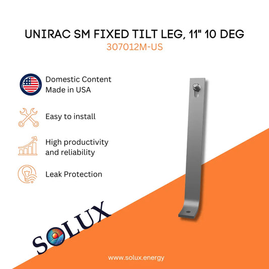 This is an image of 11 inches, 10 degrees Unirac SM Fixd Tilt Leg Domestic Solution