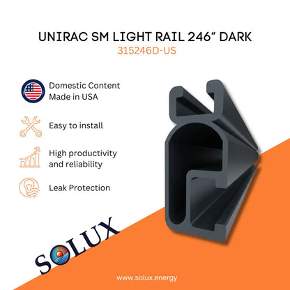 Unirac SM Light Rail 246 inches dark 315246D-US Domestic Content