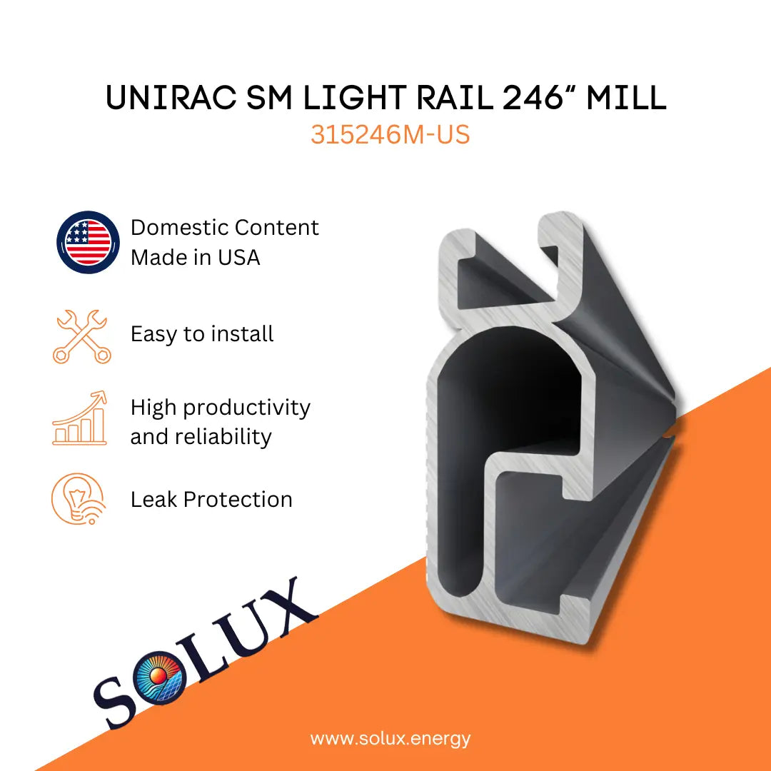 Unirac SM Light Rail 246 inches Mill 315246M-US domestic content